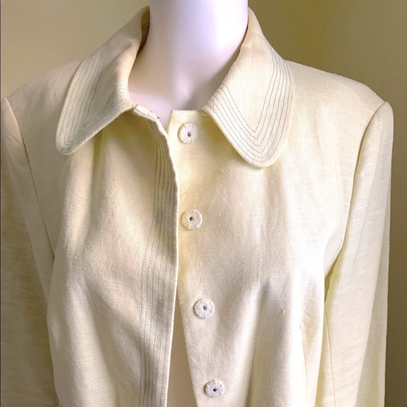Zara Yellowish Light lime green cotton blend summer blazer 3/4 sleeves US 12 - Picture 8 of 12